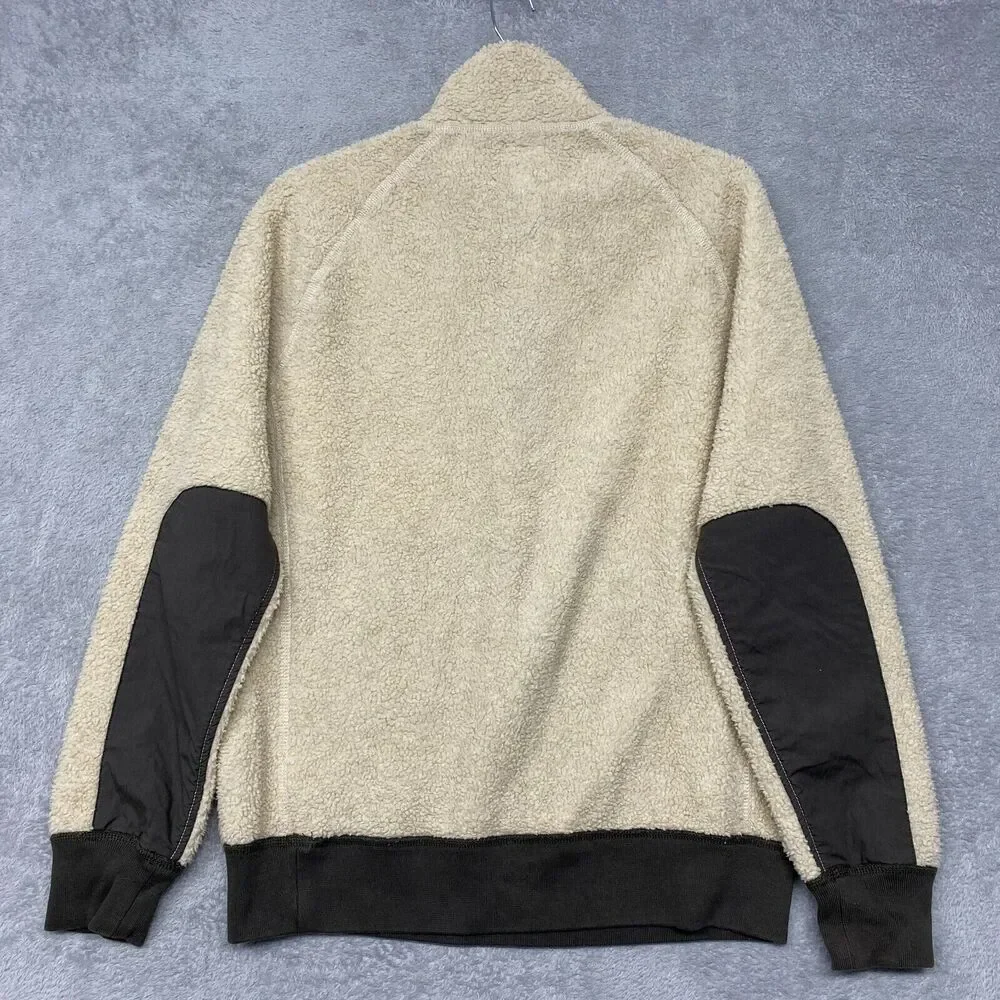 J Crew‎ Jacket Mens Small Beige Grizzy Fleece Half Zip Mock Neck Zip Sweater